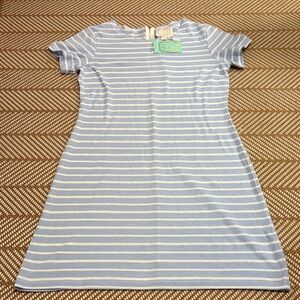 Sail to Sable Light Blue and White Striped Midi Dress